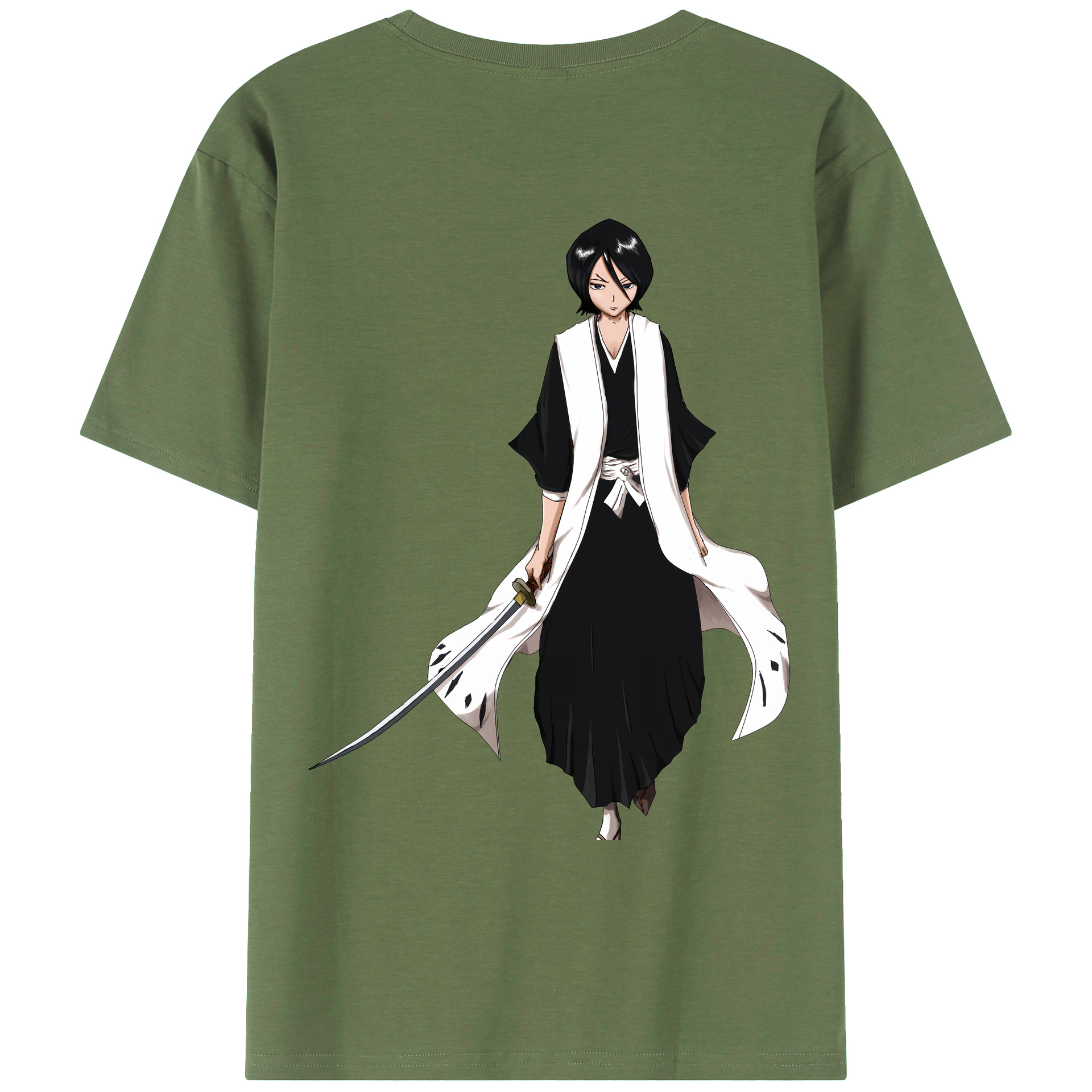 （画像用） ブリーチ 朽木ルキア BLEACH Kuchiki Rukia 綿100％ メンズ半袖Tシャツ（バックプリント） 通気性